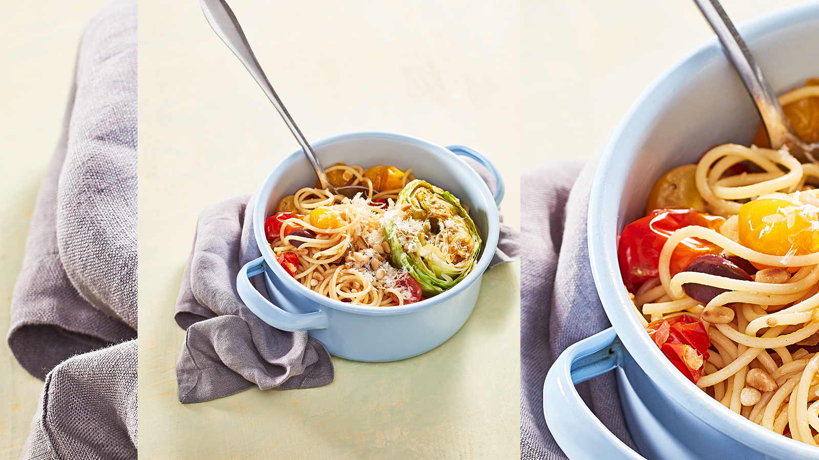 Spaghetti mit Pecorino, karamellisiertem Zuckerhut und Oliven - maxima
