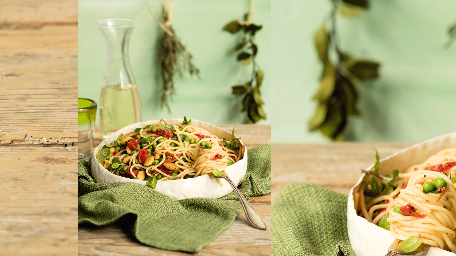 Spaghetti mit Erbsen und Minze - maxima